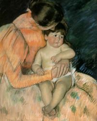 Mother and Child V -   Mary Cassatt oil painting,