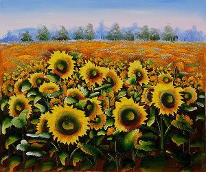 Wild Sunflowers - Oil Painting Reproduction On Canvas