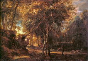 Forest Landscape at the Sunrise -   Peter Paul Rubens Oil Painting