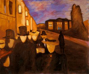 Evening on Karl Johan - Edvard Munch Oil Painting