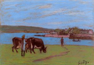 Pasture by the Seine -   Alfred Sisley Oil Painting