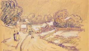 Early Snow at Louveciennes II -   Alfred Sisley Oil Painting