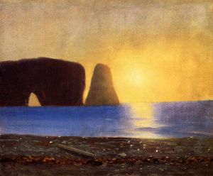 The Sun Sets, Perce Rock, Gaspe, Quebec -  William Bradford Oil Painting