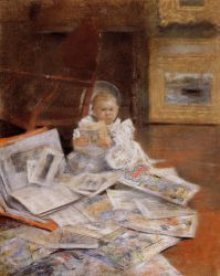 Child with Prints - William Merritt Chase Oil Painting
