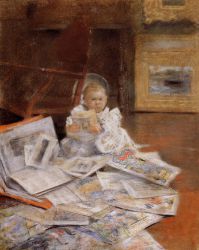 Child with Prints -   William Merritt Chase Oil Painting