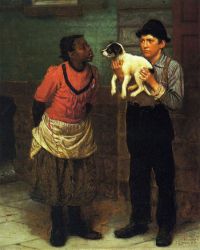 The New Puppy -   John George Brown Oil Painting