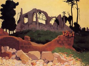 The Church of Souain in Sihlouette -   Felix Vallotton Oil Painting