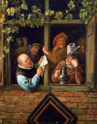 Rhetoricians at at Window - Jan Steen oil painting