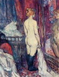 Nude Standing before a Mirror - Henri De Toulouse-Lautrec Oil Painting