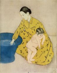 The Child\'s Bath -  Mary Cassatt oil painting,