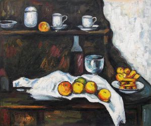 Receptacles, Fruit and Biscuits on a Sideboard - Paul Cezanne Oil Painting