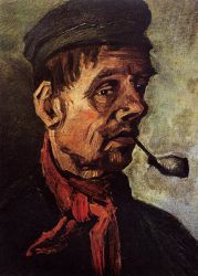 Head of a Peasant with a Pipe - Vincent Van Gogh Oil Painting