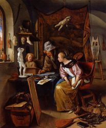 The Drawing Lesson - Oil Painting Reproduction On Canvas Jan Steen oil painting