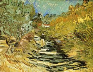 A Road at Saint-Remy with Female Figures -  Vincent Van Gogh Oil Painting