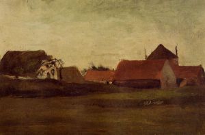 Farmhouses in Loosduinen near the Hague, in Twilight - Vincent Van Gogh Oil Painting