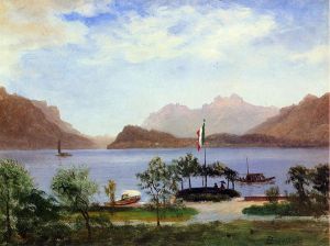 Italian Lake Scene -   Albert Bierstadt Oil Painting