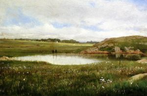 Freshwater Pond in Summer-Rhode Island - Thomas Worthington Whittredge Oil Painting