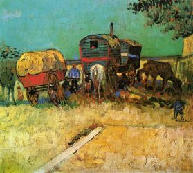 Encampment of Gypsies with Caravans -  Vincent Van Gogh Oil Painting