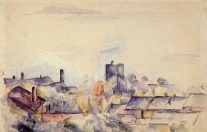Roof in L\'Estaque -  Paul Cezanne Oil Painting