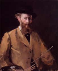 Self Portrait with Palette - Edouard Manet Oil Painting
