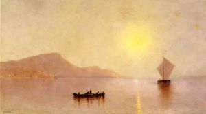Sunset over the Palisades on the Hudson - Alfred Thompson Bricher Oil Painting
