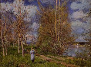 The Small Meadow In Spring-By -   Alfred Sisley Oil Painting