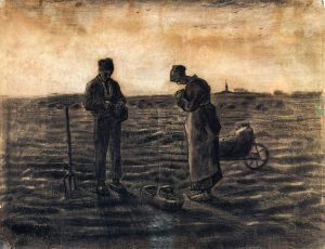 The Evening Prayer (after Millet) - Vincent Van Gogh Oil Painting