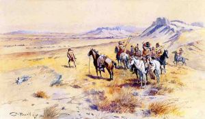 Indian War Party -  Charles Marion Russell Oil Painting