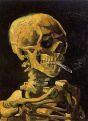 Skull with Burning Cigarette -   Vincent Van Gogh Oil Painting