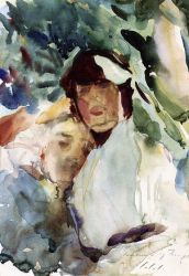 Ena Wertheimer with Antonio Mancini -   John Singer Sargent oil painting