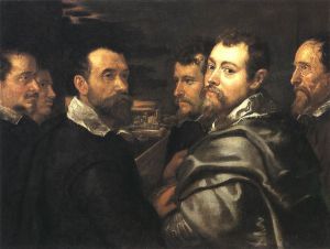 Self-Portrait in a Circle of Friends from Mantua - Peter Paul Rubens Oil Painting