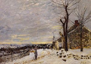 Snowy Weather at Veneux-Nadon -  Alfred Sisley Oil Painting