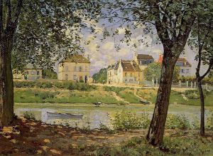 Village on the Banks of the Seine -   Alfred Sisley Oil Painting