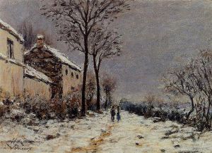 The Effect of Snow at Veneux -   Alfred Sisley Oil Painting