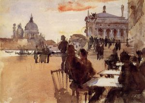 Cafe on the Riva degli Schiavoni -   John Singer Sargent oil painting