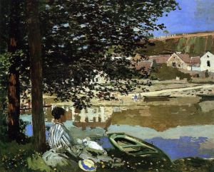 On the Bank of the Seine, Bennecourt -  Claude Monet Oil Painting