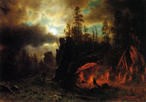 The Trapper\'s Camp -   Albert Bierstadt Oil Painting