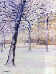 Park in the Snow, Paris - Gustave Caillebotte Oil Painting
