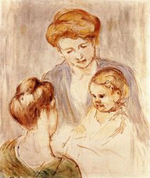 A Baby Smiling at Two Young Women -   On Canvas Mary Cassatt oil painting,