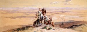 Indians on Plains -   Charles Marion Russell Oil Painting