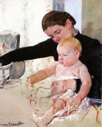 Bathing the Young Heir -   Mary Cassatt oil painting,