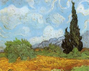 Wheat Field with Cypresses at the Haude Galline near Eygalieres -  Vincent Van Gogh Oil Painting