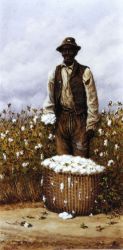 Negro Man in Cotton Field with Basket of Cotton II -  William Aiken Walker oil painting