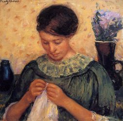 Woman Sewing - Oil Painting Reproduction On Canvas