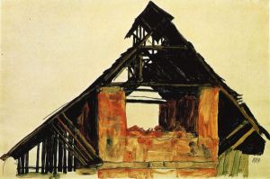 Old Brick House in Carinthia -   Egon Schiele  Oil Painting