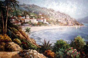 Mediterranean Scenery the Coast Starlight - Oil Painting Reproduction On Canvas