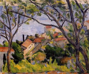 L\'Estaque, View through the Trees -   Paul Cezanne Oil Painting
