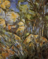 Rocks near the Caves above the Chateau Noir - Paul Cezanne Oil Painting