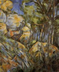 Rocks near the Caves above the Chateau Noir -  Paul Cezanne Oil Painting