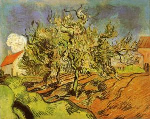 Landscape with Three Trees and a House -  Vincent Van Gogh Oil Painting